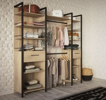 Kasten met gordijndeuren Riga uitschuifbare dressing kast kronberg eik 140<180cm Bruin 47x179 cm – stijlvol en praktisch