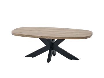 salontafel ovaal Eduard 130x70cm in summer eik met zwarte spinpoot