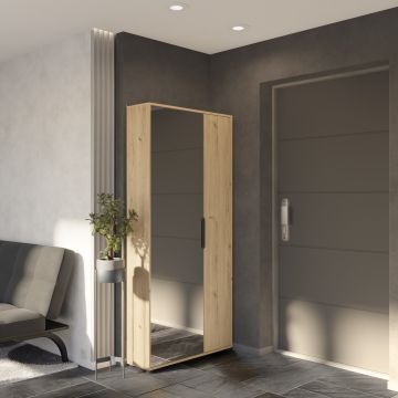 Armoire à chaussures EBONY 2 portes / 1 miroir – Chêne Royal