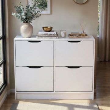 Inkomhal Schoenenkast WESTPHALEN SK 4 lades wit Wit 25x100 cm – stijlvol en praktisch