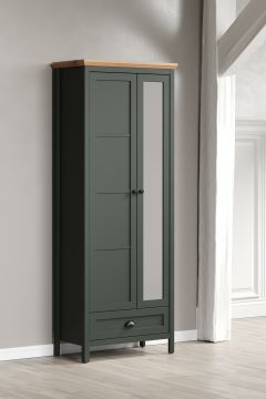 Inkomhal Stanton - Garderobe kledingkast halkast 77x198x39cm in donkergroen met eiken blad Grijs-groen 39x77 cm – stijlvol en praktisch
