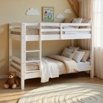 Lit superposé Rick 90 x 190 cm – pin massif blanc teinté – séparable