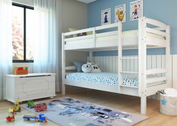 Lit superposé Annika 90 x 200 cm – pin massif blanc teinté – séparable