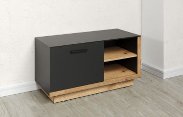 Commode Synnax - Zitbank-ladekast-inkomhal 90x48x40cm in antraciet grijs met lichte eiken eik en antraciet zwart 40x90 cm – stijlvol en praktisch