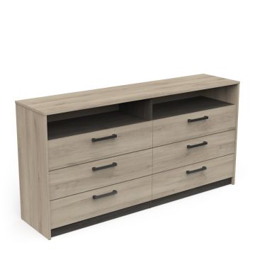 Commode – ladekast Watson – 6 lades en 2 niches – eik kronberg / eik waterford