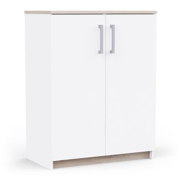 Opbergkast WATSON – 2 deuren – Wit mat / Eik Kronberg