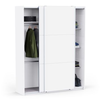 Kasten met schuifdeuren Kledingkast met schuifdeuren 180x224 cm "Alhambra" witte melamine Wit 59x178 cm – stijlvol en praktisch