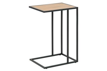 Bijzettafel Timo laptop tafel in melamine wilde eik op zwart metalen frame Houtkleur 35x43 cm – stijlvol en praktisch