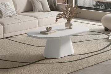 Tavira table basse ovale 120x70 cm – Ciment Écru – Effet béton