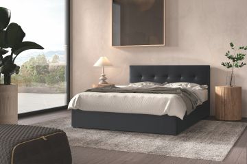 Boxbedden met opberging & vaste boxen Bed Porto 160 x 200 cm in PU -zwart Zwart 218x179 cm – stijlvol en praktisch