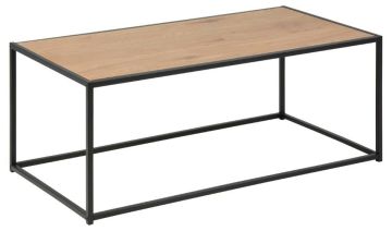 Salontafel Jussi salontafel 100x50 cm in melamine wilde eik op zwart metalen frame Houtkleur 100x50 cm – stijlvol en praktisch