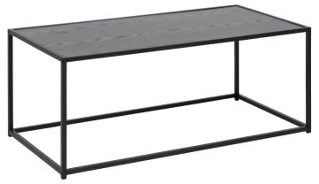 Salontafel Jussi salontafel 100x50 cm in melamine zwart op zwart metalen frame Zwart 100x100 cm – stijlvol en praktisch