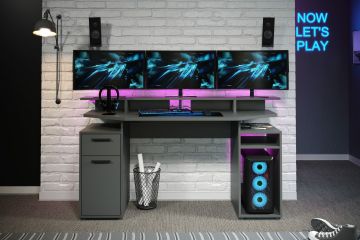 Professioneel bureau Gamerbureau - Commander - professioneel bureau 160cm in mat antraciet Antraciet 60x160 cm – stijlvol en praktisch