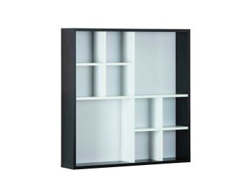 Decoratie Wandplank boekenkast DECEM met 10 nissen in zwart en wit zwart-wit 13x70 cm – stijlvol en praktisch