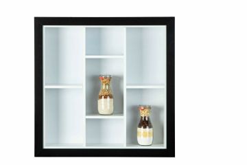 Decoratie Wandplank boekenkast SEPTEM met 7 nissen in zwart en wit zwart-wit 13x70 cm – stijlvol en praktisch