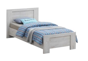 1-persoonsbed eenpersoonsbed 90x200cm Elvis in witte eik Witte eik 206x109 cm – stijlvol en praktisch