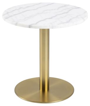Bijzettafel Vita bijzettafel bovenblad in wit Guangxi marmer Ø:50 cm met poot in messing Wit 50x50 cm – stijlvol en praktisch