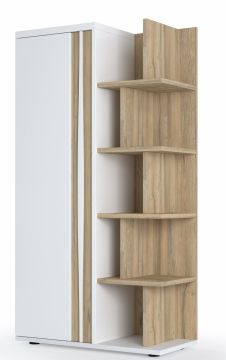 Kolomkast-bijzetkast Insta wit - eik - 1 deurs boekenkast met rek 95x45 cm – stijlvol en praktisch