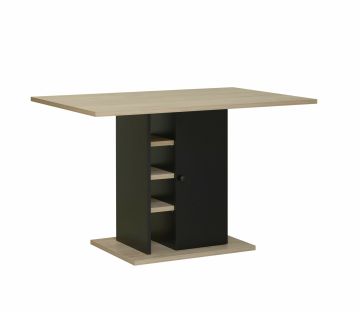 Set tafel & stoelen Keukentafel 120x80cm met opberging OXFORD lichte eik en zwart 120x120 cm – stijlvol en praktisch