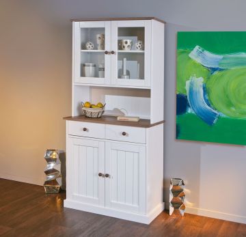 Buffetkast Landelijke 2 deurs buffetkast keukenbuffet Westerland 5.2 massief hout wit-bruin gelakt Wit-bruin 45x90 cm – stijlvol en praktisch