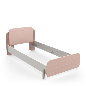 1-persoonsbed Jade Bedkader 90X200cm - melamine wit roze Roze 204x102 cm – stijlvol en praktisch