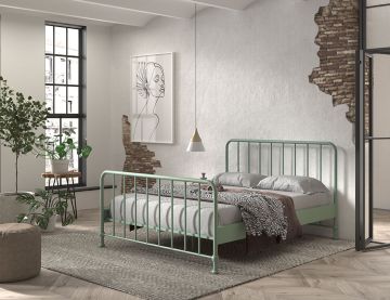 2-persoonsbed Jolien metalen tweepersoonsbed  160x200 - mat olijf groen Groen 209x99 cm – stijlvol en praktisch