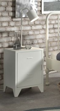 Nachtkastje Jolien industrieel  metalen nachtkast 40x60 - mat wit Wit 40x40 cm – stijlvol en praktisch