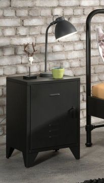 Nachtkastje Jolien industrieel  metalen nachtkast 40x60 - mat zwart Zwart 40x40 cm – stijlvol en praktisch