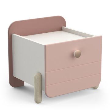 Nachtkastje Jade nachtkast met 1 lade  - melamine wit roze Roze 35x39 cm – stijlvol en praktisch