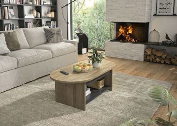 Salontafel Salontafel ovaal 110x55cm Soho lichte eik en zwart 55x110 cm – stijlvol en praktisch