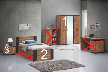 jeugdkamer ERIKA 3 delig met 3 deurskast