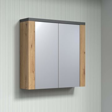 Badkamerelementen Follow - badkamer spiegelkast in eik en grijs  79x78x20 cm wilde eik 20x79 cm – stijlvol en praktisch