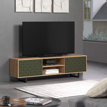 Tv-meubel Sentra - tv kast met donkergroene deuren 184x52x40 cm Groen 40x184 cm – stijlvol en praktisch