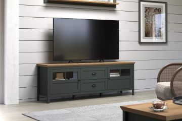 Tv-meubel Stanton - tv kast 184x64x45cm kleur donkergroen en eik evoque Grijs-groen 45x184 cm – stijlvol en praktisch