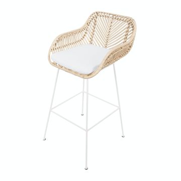 Barkruk BALI TABOURET DE BAR ROTIN PIEDS METAL 51x47 cm – stijlvol en praktisch