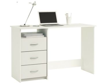 Bureau "Aristote" in wit met 3 lades en 1 open nis