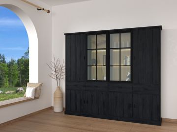Karoline zwart - grote woonwand  4 deuren 233cm met Led verlichting