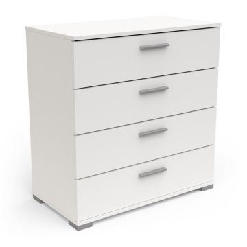 Commode Izzy wit - Commode - ladenkast 4 laden 80 x 80 cm Wit 41x79 cm – stijlvol en praktisch
