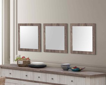 Eetkamer spiegel vierkant Elyna 55x55cm in eik kleur witte eik met  bruine top 3x55 cm – stijlvol en praktisch