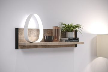 Muurplank Emile - Muurpaneel 110cm in mango decor met zwarte zijpanelen Bruin zwart 23x110 cm – stijlvol en praktisch