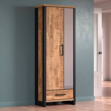 Enna – Armoire décor mangue/noir – 73 x 195 x 39 cm