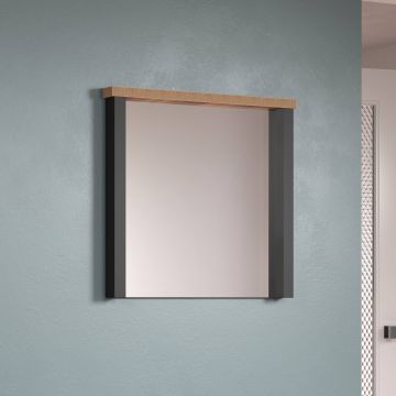 Enna – Wandspiegel in mango/zwarte decorafwerking – 73 x 69 x 7 cm