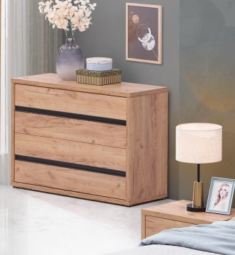 Commode 4 tiroirs Emotion chene gris