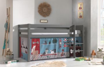 Hoogslaper Halfhoogslaper Vanessa grijs met speeltent dierenwinkel Grijs 209x106 cm – stijlvol en praktisch