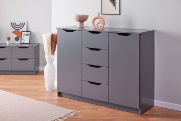 Buffet 4 lades 2 deuren SILENZIA decor grijs grafiet