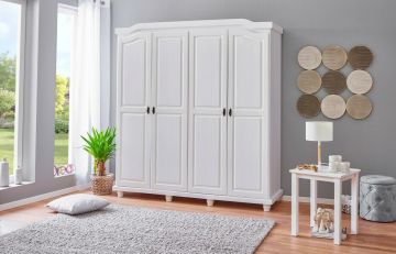 Inkomhal kledingkast 4 deuren Isny massief dennenhout- wit getint Wit 60x184 cm – stijlvol en praktisch