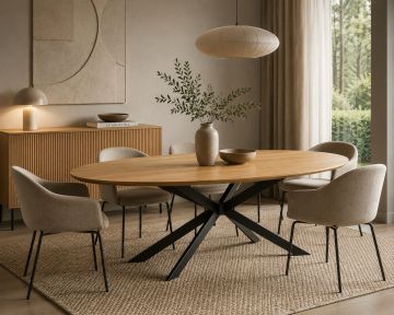 Japan ovale eettafel 220 x 110 cm - metalen spinpoot
