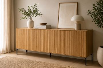 Buffet Japon 230 cm en chêne massif et placage chêne