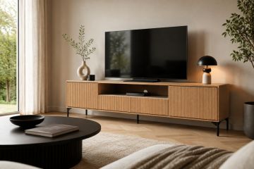 TV-meubel Japan 195 cm - massief eikenhout & eikenfineer - volledig gemonteerd