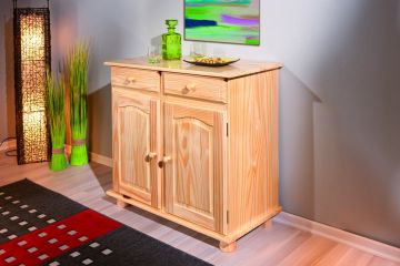 Dressoir 2 deurs buffet Pamina in massieve den Transparante lak, naturel hout 43x88 cm – stijlvol en praktisch